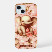 Vintage Cute Baby Elephant Pattern