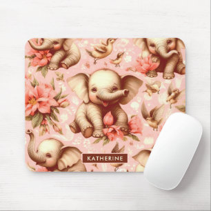 Vintage Cute Baby Elephant Pattern Mouse Mat