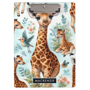 Vintage Cute Baby Giraffe Pattern Clipboard