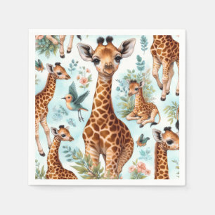 Vintage Cute Baby Giraffe Pattern Napkin