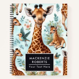 Vintage Cute Baby Giraffe Pattern Notebook