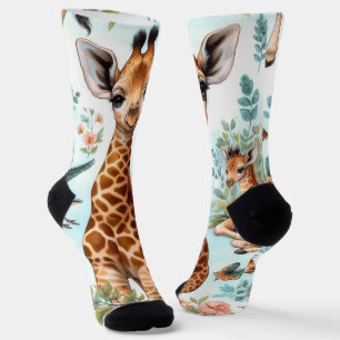 Vintage Cute Baby Giraffe Pattern Socks