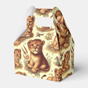 Vintage Cute Baby Lion Pattern Favour Box
