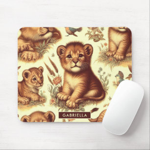 Vintage Cute Baby Lion Pattern Mouse Mat
