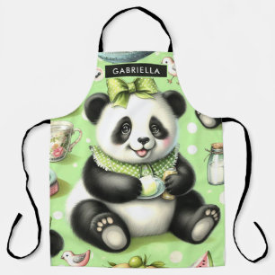 Vintage Cute Baby Panda Apron