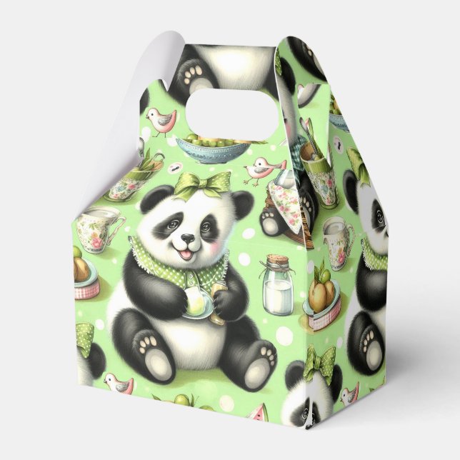 Vintage Cute Baby Panda Favour Box (Front Side)