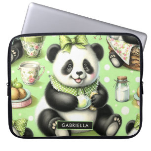 Vintage Cute Baby Panda Laptop Sleeve