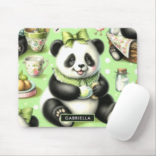 Vintage Cute Baby Panda Mouse Mat