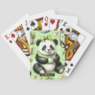 Vintage Cute Baby Panda Playing Cards