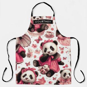 Vintage Cute Baby Panda Seamless Apron