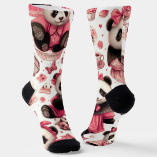 Vintage Cute Baby Panda Seamless Socks