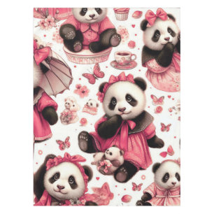 Vintage Cute Baby Panda Seamless Tablecloth