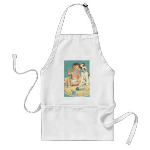Vintage Cute Baby Talking on Phone Puppy Dog Standard Apron