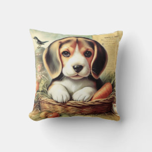 Vintage Cute Beagle Puppy Cushion
