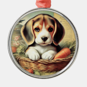 Vintage Cute Beagle Puppy Metal Tree Decoration