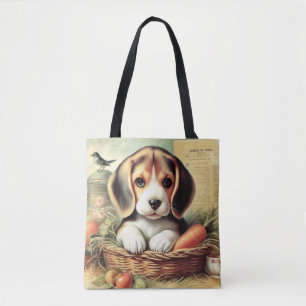 Vintage Cute Beagle Puppy Tote Bag