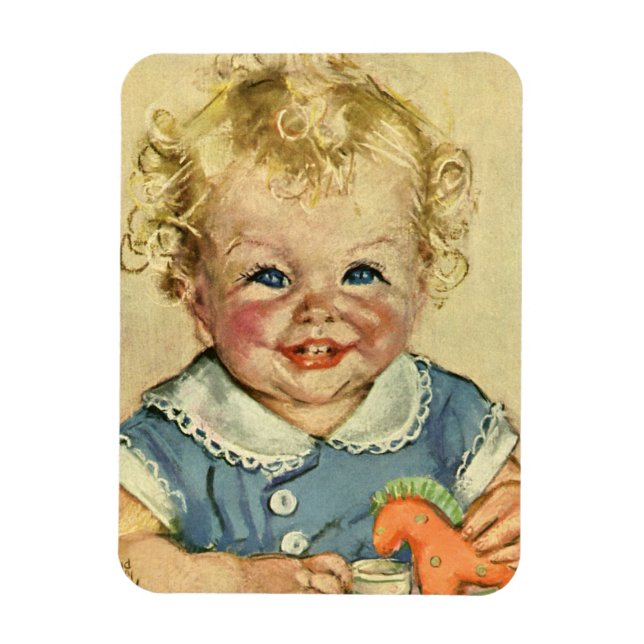 Vintage Cute Blonde Scandinavian Child with Curls Magnet (Vertical)