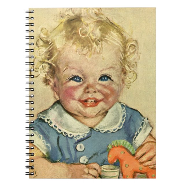 Vintage Cute Blonde Scandinavian Child with Curls Notebook (Front)