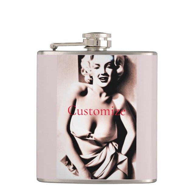 Vintage Cute Blonde Thunder_Cove  Hip Flask (Front)