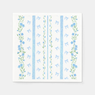 Vintage Cute Blue Bow Boy Baby Shower Napkin