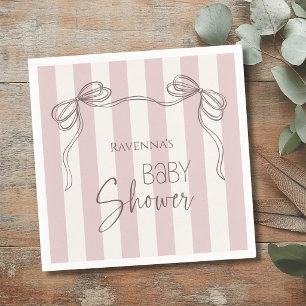 Vintage Cute Blush Bow Coquette Baby Shower Napkin