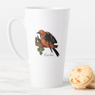 Vintage Cute Bright Colourful Bird and Foliage Latte Mug