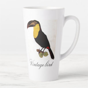 Vintage Cute Bright Colourful Bird and Foliage Latte Mug