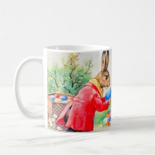 Vintage Cute Bunny and Colourful Easter Eggs Coffee Mug