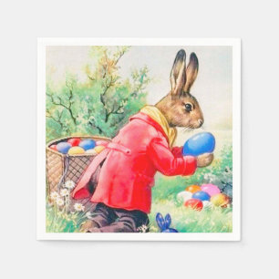 Vintage Cute Bunny and Colourful Easter Eggs Napkin