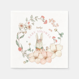 Vintage Cute Bunny Blush Florals Girl Baby Shower Napkin