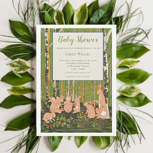 Vintage Cute Bunny Children Baby Shower Invitation