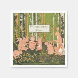 Vintage Cute Bunny Children Baby Shower  Napkin