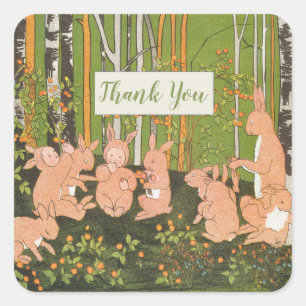 Vintage Cute Bunny Children Baby Shower  Square Sticker