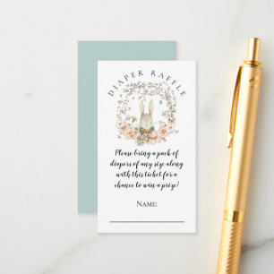 Vintage Cute Bunny Diaper Raffle Boy Shower  Enclosure Card