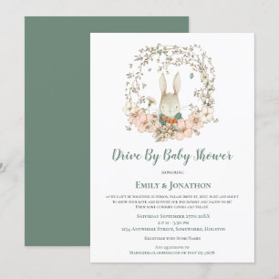 Vintage Cute Bunny Foliage Drive By Baby Shower Invitation