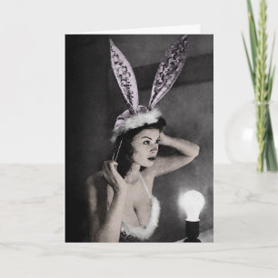 Vintage Cute Bunny Girl Easter Card