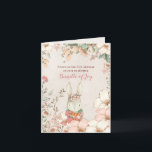 Vintage Cute Bunny Photo Florals Girl Cream Birth Announcement<br><div class="desc">Vintage style charm with a cute bunny in pink illustration and artsy cream and blush florals on the front to let your family and friends know about the arrival of your new baby daughter! On the inside left, simply replace the sample image with your favourite photo of your newborn, of...</div>