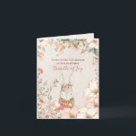Vintage Cute Bunny Photo Florals Girl Cream Birth Announcement<br><div class="desc">Vintage style charm with a cute bunny in pink illustration and artsy cream and blush florals on the front to let your family and friends know about the arrival of your new baby daughter! On the inside left, simply replace the sample image with your favourite photo of your newborn, of...</div>