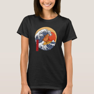 Vintage Cute Capybara Surfing The Great Wave Kanag T-Shirt