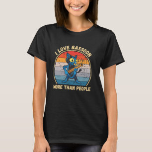 Vintage Cute Cat I Love Bassoon More Than People T-Shirt