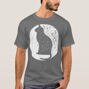 Vintage Cute Cat In Moon Funny Halloween Cat Men T-Shirt