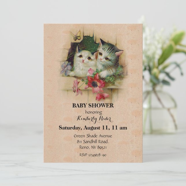 Vintage Cute Cat Invitation (Standing Front)