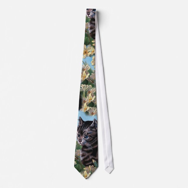 Vintage Cute Cat Kitten Animal Collage Wallpaper Tie (Front)