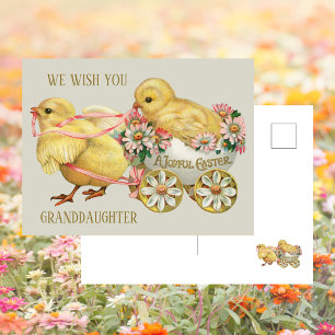 Vintage Cute Chick Girl Granddaughter Easter Holiday Postcard
