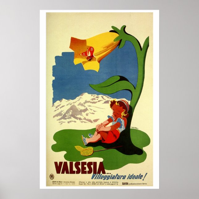 Vintage cute children appealing Italian travel ad Poster (Front)