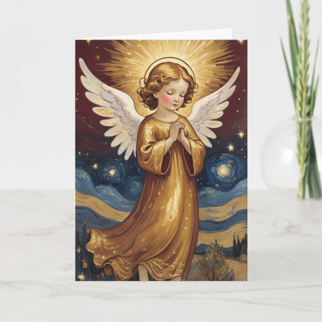 Vintage Cute Christmas Angel Personalised Holiday (Front)