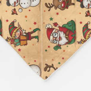 Vintage Cute Christmas Pattern Fleece Blanket