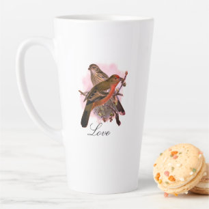 Vintage Cute Colourful Bird and Foliage Latte Mug