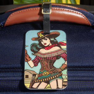 Vintage Cute Cowgirl Comics Luggage Tag