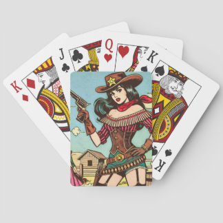 Vintage Cute Cowgirl Comics Playing Cards